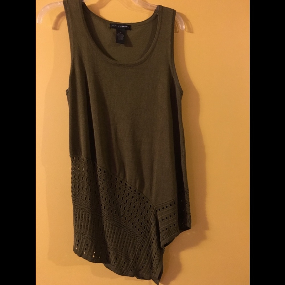 Women’s asymmetrical olive sweater size M
